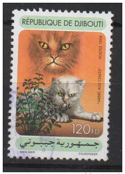 Djibouti 1998 Mi. 667 obl. Cat Tree Katze Felin Fauna RARE