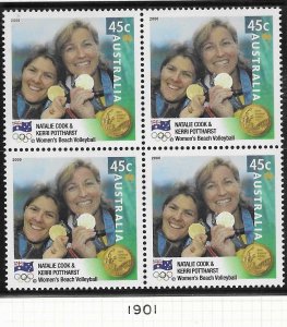 Australia #1901 45c 2000 Olympics Gold Medalist  block of 4 (MNH) CV $5.00