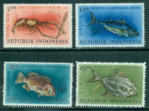 Indonesia #589-592  Mint  F-VF NH  Scott $2.80  Fish