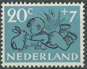 Netherlands # B247  Child with Rabbit (1) Unused VLH