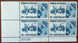 1970 Women Suffrage Vote Plate Block Of 4 6c Stamps - Sc# 1406 - MNH, OG - CX519