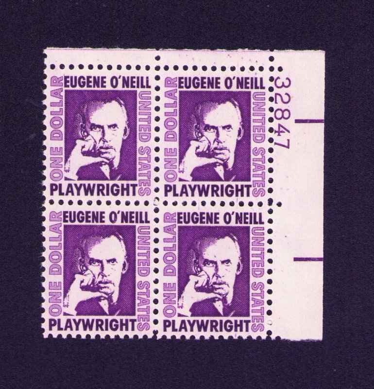 1973 Scott #1294, $1.00, EUGENE O'NEILL - PLAYWRIGHT - Plate Block - MNH 32847