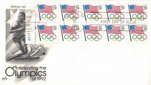 1991 FDC, #2528a, 29c Olympics, Art Craft, booklet pane