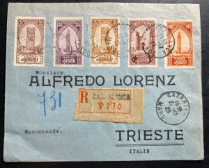 1923 Casablanca French Morocco Registered Cover To Trieste Italy