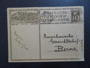 Switzerland 1929 10c Postal Card / Right Side Scratching / Light Crease - Z8448