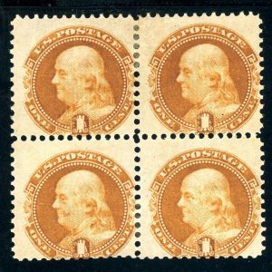 USAstamps Unused FVF US 1869 Pictorial Issue Franklin Block Sct 112 OG MH +Cert