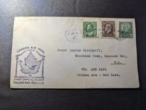 1936 Canada Airmail First Flight Cover FFC Golden Arm Ontario Round Trip