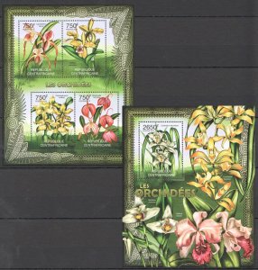 Ca841 2012 Central Africa Flowers Orchids Flora 1Kb+1Bl Mnh