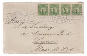 1914 Goteburg Sweden cover to USA Strip of 4 # 77 with cinderella New Years Eve 