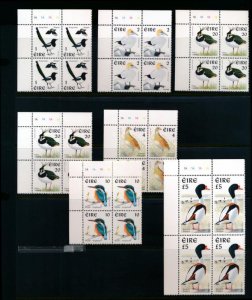 IRELAND 1076-1081 MINT NH MATCHED PLATE BLOCK OF 4, 1A, BIRD