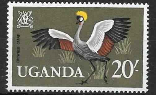 UGANDA SG126 1965 20s  BIRD DEFINITIVE MNH