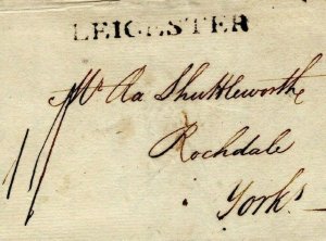 GB Leics Cover *LEICESTER* Straight-Line Handstamp Yorks Rochdale EL 1797 MZ225