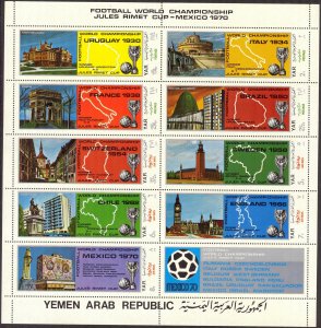 {Y060} Yemen 1970 Football Soccer Mexico sheet MNH 12,00 Type I Folded edges !