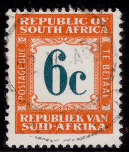 SOUTH AFRICA QEII SG D68, 6c green & orange-red, FINE USED. Cat £11.