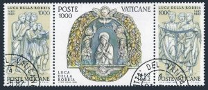 Vatican 707-709a strip, CTO. Michel 805-807. Luca Della Robbia, sculptor, 1982.