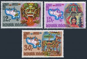 Indonesia 763-765, MNH. Mi 641-643. Tourism 1969. Map of Bali, Domestic animals.