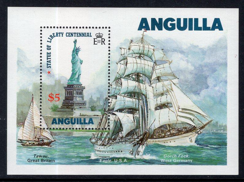 Anguilla 663 Sailing Ship Statue of Liberty Souvenir Sheet MNH VF