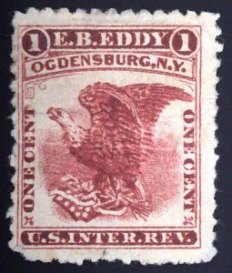 Scott #RO75Ad - 1c Carmine - Wmk 191R - Die II - Faults - E.B.Eddy