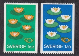 Sweden # 1193-1194, Five Water Lilies, NH, 1/2 Cat.