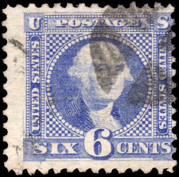 1869 Issue 6¢ Ultramarine Washington #115 CV $225.00      (R10)