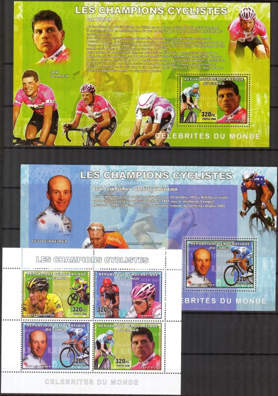 Congo 2006 Famous Cyclists Cycling sheet+ 4 S/S MNH 2 scans