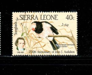 SIERRA LEONE #671 1985 40c STRAW-TAILED WHDAH BIRD MINT VF NH O.G