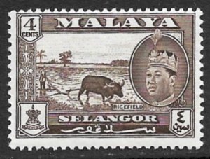 MALAYA SELANGOR 1961-62 4c Rice Field Pictorial Sc 116 MNH