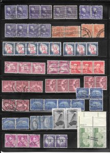 #414 My Page of Used US. Pairs + Stamps Collection / Lot