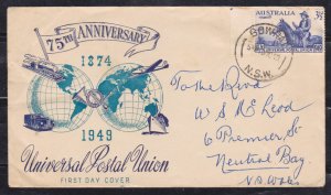 AUSTRALIA - 1949 75th ANNIVERSARY OF UPU - FDC