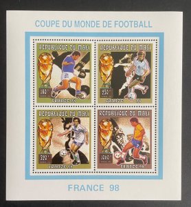 Stamps Sheetlet Football Worldcup France 1998 Mali Perf. michel n° 1688/1691 1 