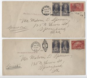 1926 Ericsson issue #628 pairs 4 city set on legal size special delivery [A39.83