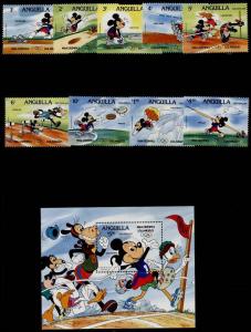 Anguilla 559a-68a MNH Disney, Sports, Olympics, Athletics