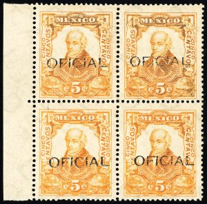 Mexico Stamps # O79 MNH VF Blocks Of 4 Scott Value $50.00