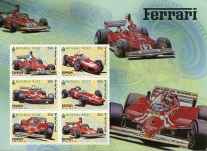 Mongolia 2000 - Ferrari Formula 1 Auto Racing - Sheet of 6 Stamps - MNH