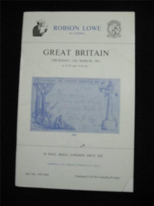 CHRISTIES ROBSON LOWE AUCTION CATALOGUE 1981 GREAT BRITAIN with 1840 1d BLACK