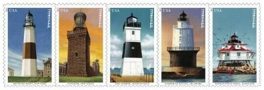 Mid Atlantic Lighthouses Sheet of 20 - Postage Stamps Scott 5621-25