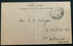 1940 England Sunbury Kempton Park Internment Camp Postcard Cover To London