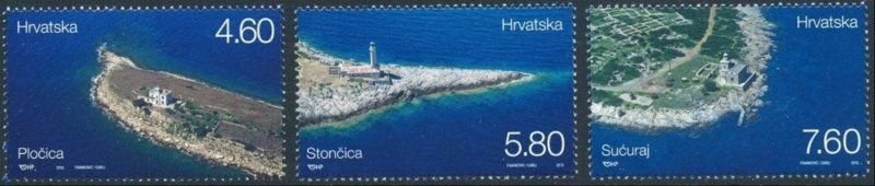 Croatia 2013 Lighthouses set of 3 stamps MNH