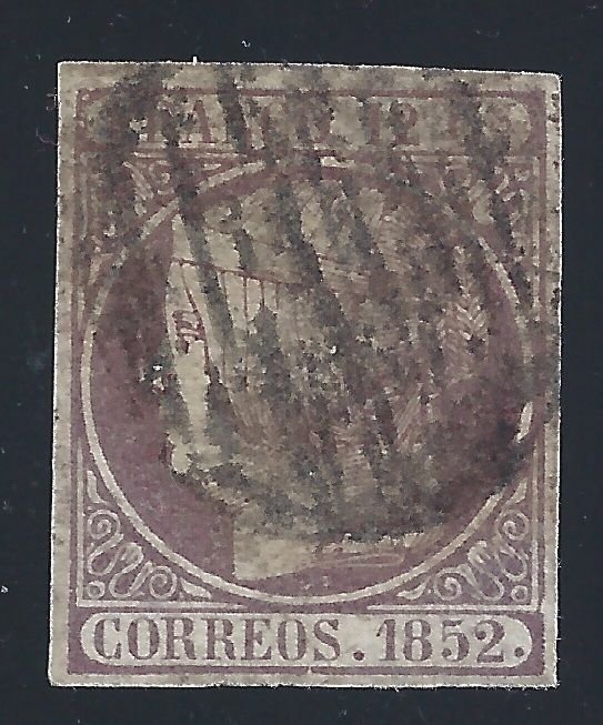 1852 SPAIN - n. 13 12 cent. lilac USED