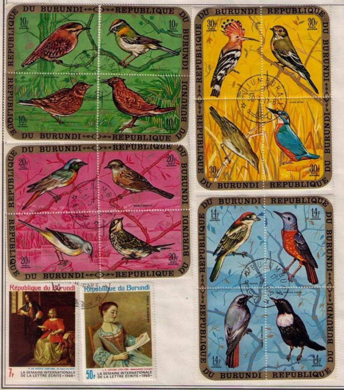 1968/1971 Burundi Sc 337-341 Birds/Butterflies Used Topicals H.E.Harris Pgs.F-VF