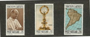 VATICAN 461-3 MNH VF Pope Paul VI Eucharistic Cong Bogota