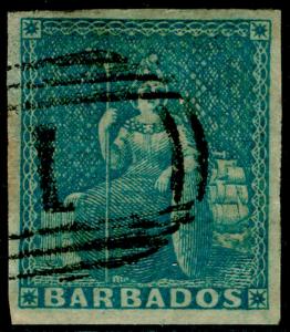 BARBADOS SG9, (1d) pale blue, used. Cat £70.