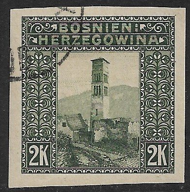 BOSNIA AND HERZEGOVINA 1906 2K ST LUKE'S CAMPANILE Imperf Sc 44b CTO Used