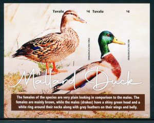 NEVER OFFERED TUVALU 2022 MALLARD DUCK IMPERF SOUVENIR SHEET MINT NH