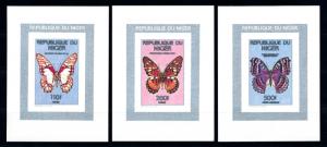 [95576] Niger 1990 (1991) Insects Butterflies 3 Imperf. Single Sheets MNH