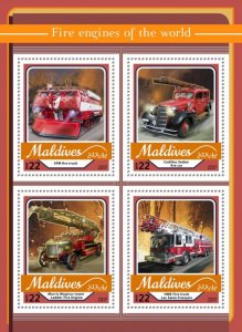 MALDIVES - 2017 - Fire Engines - Perf 4v Sheet - Mint Never Hinged