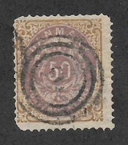 Denmark Scott 33 Used 50o Normal Frame stamp 2018 CV $37.50