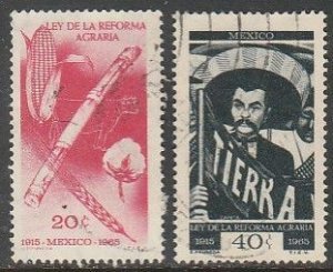 MEXICO 968-969 50th Ann of the Agrarian Reform Law Used. VF. (1304)