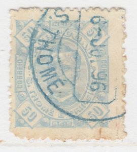 Sao Tome and Principe 1893-95 50r Light Blue Perf. 12 3/4 Used Stamp A21P2F4204-