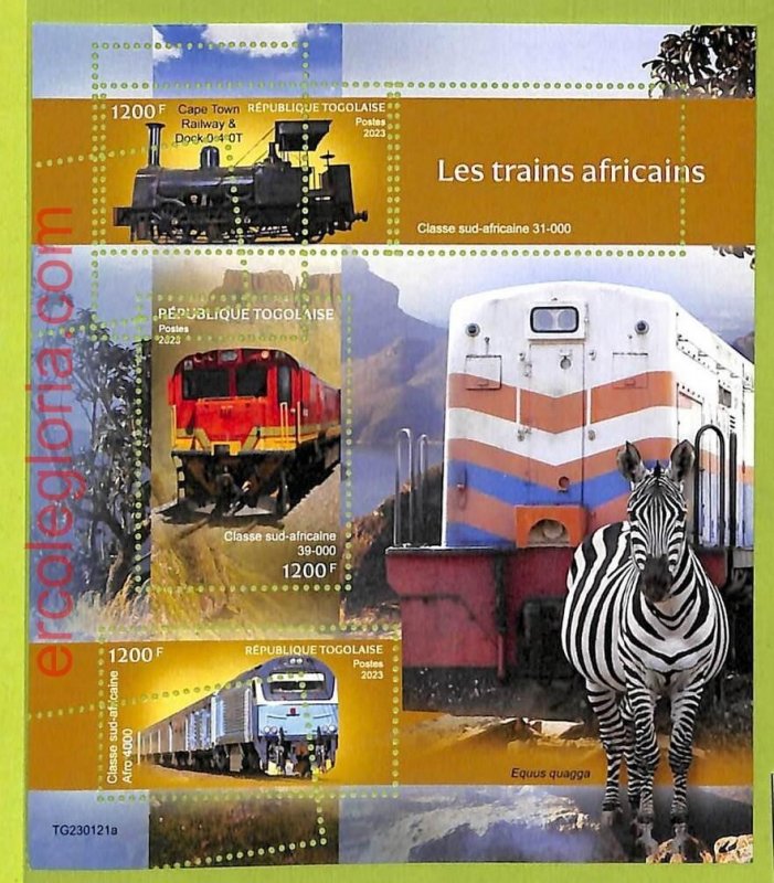B1147 - TOGO  - ERROR MISPERF Stamp Sheet - 2023 - AFRICAN TRAINS